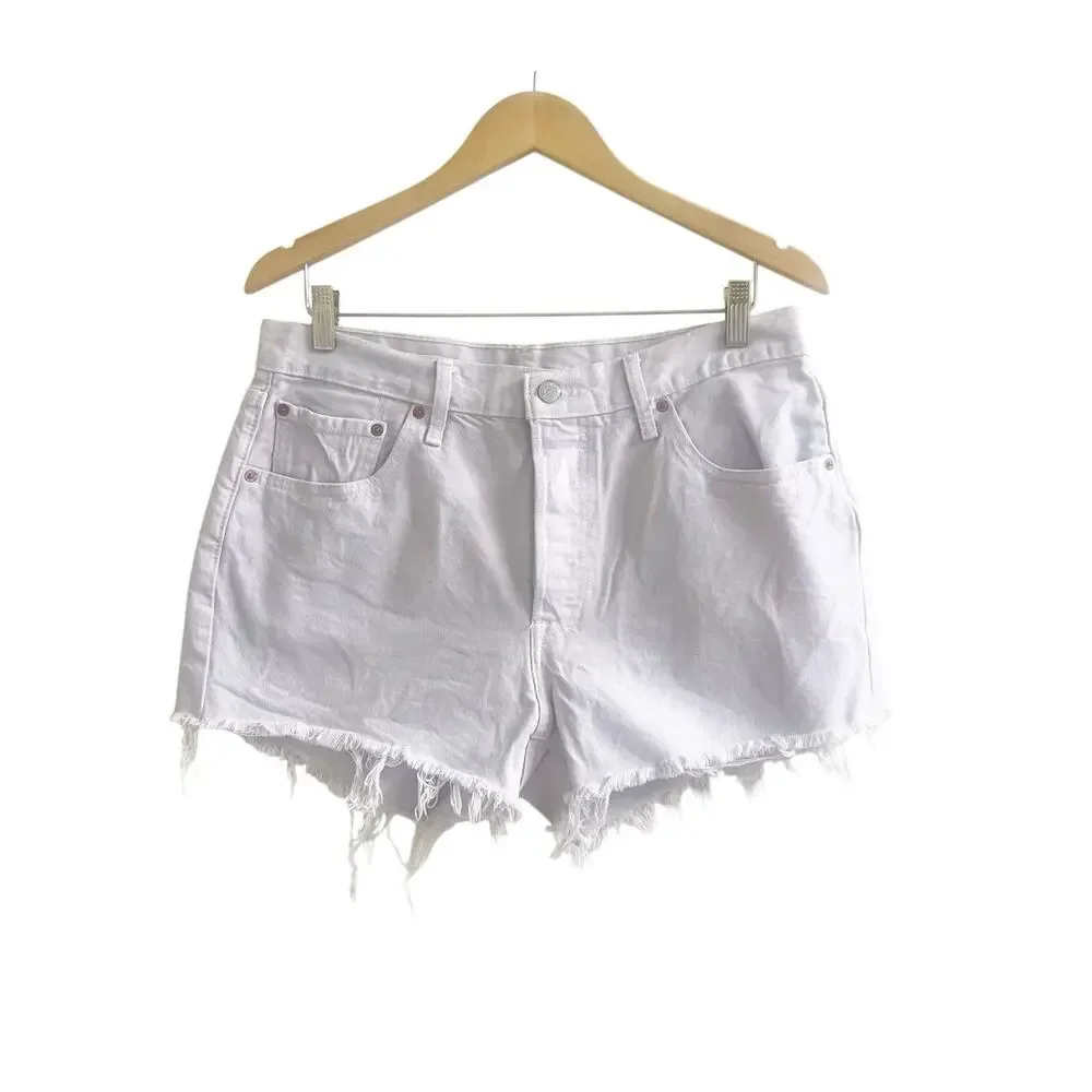 Levi’s 501 Fringe Cut Off Shorts Size 33 Lavender Women’s High Rise Festival
